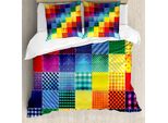 Abakuhaus Copripiumino Astratto, Patchwork Retrò Arcobaleno, Antiacaro, Adatto A Chi Soffre Di Allergie, Con Federe, 155 Cm X 220 Cm - 80 X 80 Cm, Multicolore