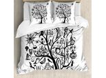 Copripiumino Abakuhaus Halloween, Strega Volante, Antiacaro, Adatto A Chi Soffre Di Allergie, Con Federe, 155 Cm X 220 Cm - 80 X 80 Cm, Bianco E Nero