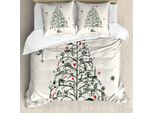 Abakuhaus Copripiumino Natalizio, Albero E Fate, Antiacaro, Adatto A Chi Soffre Di Allergie, Con Federe, 200 Cm X 200 Cm - 80 X 80 Cm, Rosso E Verde