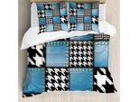 Abakuhaus Copripiumino Rustico, Patchwork In Denim, Antiacaro, Adatto A Chi Soffre Di Allergie, Con Federe, 155 Cm X 220 Cm - 80 X 80 Cm, Multicolore