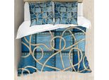 Abakuhaus Copripiumino Nautico, Denim Patchwork Seil, Antiacaro Adatto A Chi Soffre Di Allergie Con Federe, 200 Cm X 200 Cm - 80 X 80 Cm, Blu