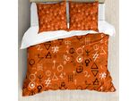 Abakuhaus Set Copripiumino Arancione Per Letti Matrimoniali, Stile Azteco Occidentale Spirituale, Antiacaro, Adatto A Chi Soffre Di Allergie, Con Federe, Rosso