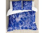 Abakuhaus Copripiumino In Marmo, Motivo Marmorizzato, Antiacaro, Adatto A Chi Soffre Di Allergie, Con Federe, 155 Cm X 220 Cm - 80 X 80 Cm, Blu