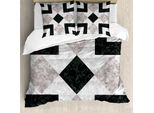 Abakuhaus Copripiumino In Marmo, Effetto Marmo, Antiacaro, Adatto A Chi Soffre Di Allergie, Con Federe, 155 Cm X 220 Cm - 80 X 80 Cm, Nero Beige