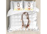 Abakuhaus Copripiumino Estivo, Sketch-Strand-Sommer, Antiacaro, Adatto A Chi Soffre Di Allergie, Con Federe, 155 Cm X 220 Cm - 80 X 80 Cm, Giallo Bianco