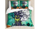 Copripiumino Abakuhaus Halloween, Albero Inquietante, Antiacaro, Adatto A Chi Soffre Di Allergie, Con Federe, 200 Cm X 200 Cm - 80 X 80 Cm, Multicolore
