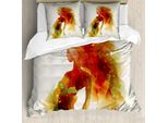 Abakuhaus Copripiumino Con Fiori, Ragazza Lady, Antiacaro, Adatto A Chi Soffre Di Allergie, Con Federe, 200 Cm X 200 Cm - 80 X 80 Cm, Arancione Guscio D'uovo