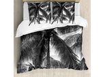 Abakuhaus Copripiumino Palme, Palme Da Cocco Tropical, Antiacaro, Adatto A Chi Soffre Di Allergie, Con Federe, 155 Cm X 220 Cm - 80 X 80 Cm, Nero
