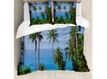 Abakuhaus Copripiumino Palme, Ozean Jungle Beauty, Antiacaro, Adatto A Chi Soffre Di Allergie, Con Federe, 155 Cm X 220 Cm - 80 X 80 Cm, Blu Verde