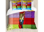 Abakuhaus Copripiumino Colorato, Cartoon Fox Moda Divertente, Antiacaro Adatto A Chi Soffre Di Allergie Con Federe, 155 Cm X 220 Cm - 80 X 80 Cm, Multicolore