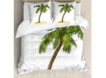 Abakuhaus Copripiumino Con Palme, Palme Cartoon, Antiacaro, Adatto A Chi Soffre Di Allergie, Con Federe, 200 Cm X 200 Cm - 80 X 80 Cm, Verde Marrone