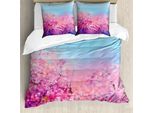 Abakuhaus Set Copripiumino Giapponese Per Letti Matrimoniali, Sakura In Fiore, Antiacaro, Adatto A Chi Soffre Di Allergie, Con Federe, Azzurro Lilla