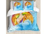 Abakuhaus Copripiumino Unicorno, Cartone Animato Bambino Arcobaleno, Antiacaro Adatto A Chi Soffre Di Allergie Con Federe, 200 Cm X 200 Cm - 80 X 80 Cm, Multicolore