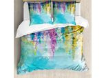 Abakuhaus Set Copripiumino Per Letto Matrimoniale, Arte Astratta, Fiori Acquerellati, Antiacaro, Adatto A Chi Soffre Di Allergie, Con Federe, Multicolore