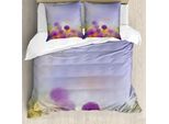 Abakuhaus Copripiumino Blume, Fiori Cipolla Pastello, Antiacaro, Adatto A Chi Soffre Di Allergie, Con Federe, 200 Cm X 200 Cm - 80 X 80 Cm, Viola-Blu