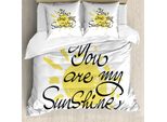 Abakuhaus Copripiumino Con Proverbio, Valentines Sun Romantic, Antiacaro, Adatto A Chi Soffre Di Allergie, Con Federe, 200 Cm X 200 Cm - 80 X 80 Cm, Giallo Coke Grigio