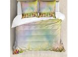 Abakuhaus Copripiumino Con Motivo Floreale, Fiori Primaverili Naturali, Antiacaro, Adatto A Chi Soffre Di Allergie, Con Federe, 155 Cm X 220 Cm - 80 X 80 Cm, Multicolore