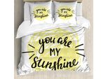 Abakuhaus Copripiumino Con Proverbio, Hand Drawn Sun Romantic, Antiacaro, Adatto A Chi Soffre Di Allergie, Con Federe, 200 Cm X 200 Cm - 80 X 80 Cm, Giallo Pallido Nero