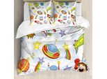 Abakuhaus Copripiumino Space, Space Earth Per Bambini, Antiacaro, Adatto A Chi Soffre Di Allergie, Con Federe, 200 Cm X 200 Cm - 80 X 80 Cm, Multicolore