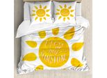 Abakuhaus Copripiumino Con Proverbio, Sun Romanze Parole Bianco, Antiacaro Adatto A Chi Soffre Di Allergie Con Federe, 200 Cm X 200 Cm - 80 X 80 Cm, Giallo