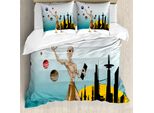 Abakuhaus Copripiumino Space, Alien-Planet Galaxy, Antiacaro, Adatto A Chi Soffre Di Allergie, Con Federe, 155 Cm X 220 Cm - 80 X 80 Cm, Multicolore