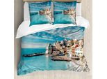 Abakuhaus Italia Copripiumino, Seascape Mare Costa, Antiacaro Adatto A Chi Soffre Di Allergie Con Federe, 200 Cm X 200 Cm - 80 X 80 Cm, Turchese
