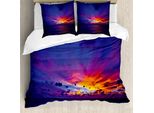 Abakuhaus Copripiumino Ocean, Traum Sunset Magenta, Antiacaro, Adatto A Chi Soffre Di Allergie, Con Federe, 155 Cm X 220 Cm - 80 X 80 Cm, Viola-Blu