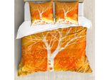 Abakuhaus Copripiumino Fall-Baum, Leafless Baum Herbst, Antiacaro, Adatto A Chi Soffre Di Allergie, Con Federe, 155 Cm X 220 Cm - 80 X 80 Cm, Arancione