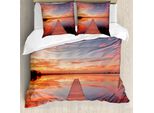 Abakuhaus Haus Am See Copripiumino, Pathway Tramonto Sul Mare, Antiacaro Adatto A Chi Soffre Di Allergie Con Federe, 200 Cm X 200 Cm - 80 X 80 Cm, Arancione Lavanda