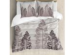 Abakuhaus Copripiumino Land, Tema Foresta Di Pini Selvaggi, Antiacaro, Adatto A Chi Soffre Di Allergie, Con Federe, 200 Cm X 200 Cm - 80 X 80 Cm, Taupe Caldo