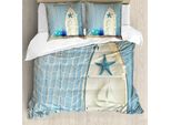 Abakuhaus Copripiumino Nautico, Stella Marina, Antiacaro, Adatto A Chi Soffre Di Allergie, Con Federe, 200 Cm X 200 Cm - 80 X 80 Cm, Blu Bianco