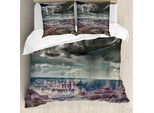 Abakuhaus Copripiumino Naturale, Nuvole Sul Grand Canyon, Antiacaro, Adatto A Chi Soffre Di Allergie, Con Federe, 200 Cm X 200 Cm - 80 X 80 Cm, Bianco-Marrone