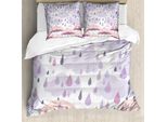 Abakuhaus Copripiumino Autunno, Ombrelli Rosa Pioggia, Antiacaro Adatto A Chi Soffre Di Allergie Con Federe, 155 Cm X 220 Cm - 80 X 80 Cm, Viola Rosa