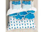 Abakuhaus Copripiumino Regen, Nuvole Gonfie Rainy Day, Antiacaro Adatto A Chi Soffre Di Allergie Con Federe, 200 Cm X 200 Cm - 80 X 80 Cm, Blu Bianco