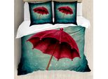Abakuhaus Copripiumino Invernale, Ombrello Autunnale Retrò, Antiacaro, Adatto A Chi Soffre Di Allergie, Con Federe, 155 Cm X 220 Cm - 80 X 80 Cm, Verde Acqua