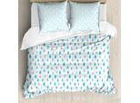 Abakuhaus Copripiumino Blu E Bianco, Acquerello Gocce Di Pioggia, Antiacaro, Adatto A Chi Soffre Di Allergie, Con Federe, 155 Cm X 220 Cm - 80 X 80 Cm, Blu Bianco