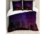 Abakuhaus Copripiumino Rustico, Cielo Cosmico Galaxy Stelle, Antiacaro, Adatto A Chi Soffre Di Allergie, Con Federe, 155 Cm X 220 Cm - 80 X 80 Cm, Marrone Viola