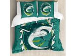 Abakuhaus Set Copripiumino Verde Per Letti Matrimoniali, Stile Marino Cacciatore Di Squali, Antiacaro, Adatto A Chi Soffre Di Allergie, Con Federe, Verde