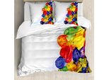 Abakuhaus Copripiumino Con Fiori Acquerellati, Acquerello, Antiacaro, Adatto A Chi Soffre Di Allergie, Con Federe, 200 Cm X 200 Cm - 80 X 80 Cm, Multicolore