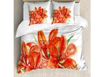 Abakuhaus Copripiumino Con Fiori Acquerellati, Primavera Pastorale, Antiacaro Adatto A Chi Soffre Di Allergie Con Federe, 155 Cm X 220 Cm - 80 X 80 Cm, Rosso Verde