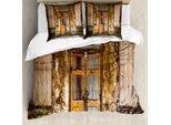 Abakuhaus Copripiumino Rustico, Grunge Vecchia Porta, Antiacaro, Adatto A Chi Soffre Di Allergie, Con Federe, 155 Cm X 220 Cm - 80 X 80 Cm, Multicolore