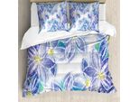 Abakuhaus Copripiumino Con Fiori Acquerellati, Bouquet Primaverile, Antiacaro, Adatto A Chi Soffre Di Allergie, Con Federe, 200 Cm X 200 Cm - 80 X 80 Cm, Blu Giallo