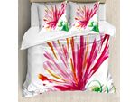 Abakuhaus Set Copripiumino Rosa Per Letti Matrimoniali, Petali Fioriti, Antiacaro, Adatto A Chi Soffre Di Allergie, Con Federe, Colore Fucsia Verde