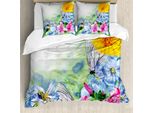 Abakuhaus Copripiumino Con Fiori Acquerellati, Fioritura Primaverile, Antiacaro, Adatto A Chi Soffre Di Allergie, Con Federe, 155 Cm X 220 Cm - 80 X 80 Cm, Multicolore
