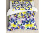 Abakuhaus Copripiumino Con Fiori Acquerellati, Campo Di Farfalle Viola, Antiacaro, Adatto A Chi Soffre Di Allergie, Con Federe, 155 Cm X 220 Cm - 80 X 80 Cm, Giallo Viola