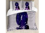 Abakuhaus Copripiumino Spaziale, Astronauts Space Outer, Antiacaro, Adatto A Chi Soffre Di Allergie, Con Federe, 155 Cm X 220 Cm - 80 X 80 Cm, Rosa Lilla
