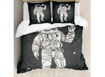 Abakuhaus Copripiumino Space, Cartoon Astronaut Space, Antiacaro, Adatto A Chi Soffre Di Allergie, Con Federe, 200 Cm X 200 Cm - 80 X 80 Cm, Grigio Antracite