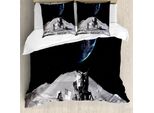 Abakuhaus Copripiumino Space, Luna Space, Antiacaro, Adatto A Chi Soffre Di Allergie, Con Federe, 155 Cm X 220 Cm - 80 X 80 Cm, Grigio E Blu