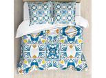 Abakuhaus Copripiumino Etnico, Stile Retrò Spagnolo, Antiacaro, Adatto A Chi Soffre Di Allergie, Con Federe, 155 Cm X 220 Cm - 80 X 80 Cm, Blu