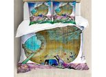 Abakuhaus Copripiumino Colorato, Animali Del Mondo Storia, Antiacaro Adatto A Chi Soffre Di Allergie Con Federe, 155 Cm X 220 Cm - 80 X 80 Cm, Multicolore